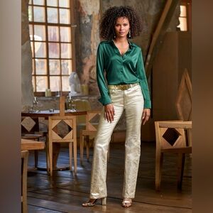 Boston Proper Monterey Metallic Coated High Waist Bootcut Jean Size 8